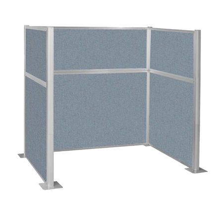Versare Pre-Configured Hush Panel Cubicle (U Shape) 6' x 4' Powder Blue Fabric 1859004